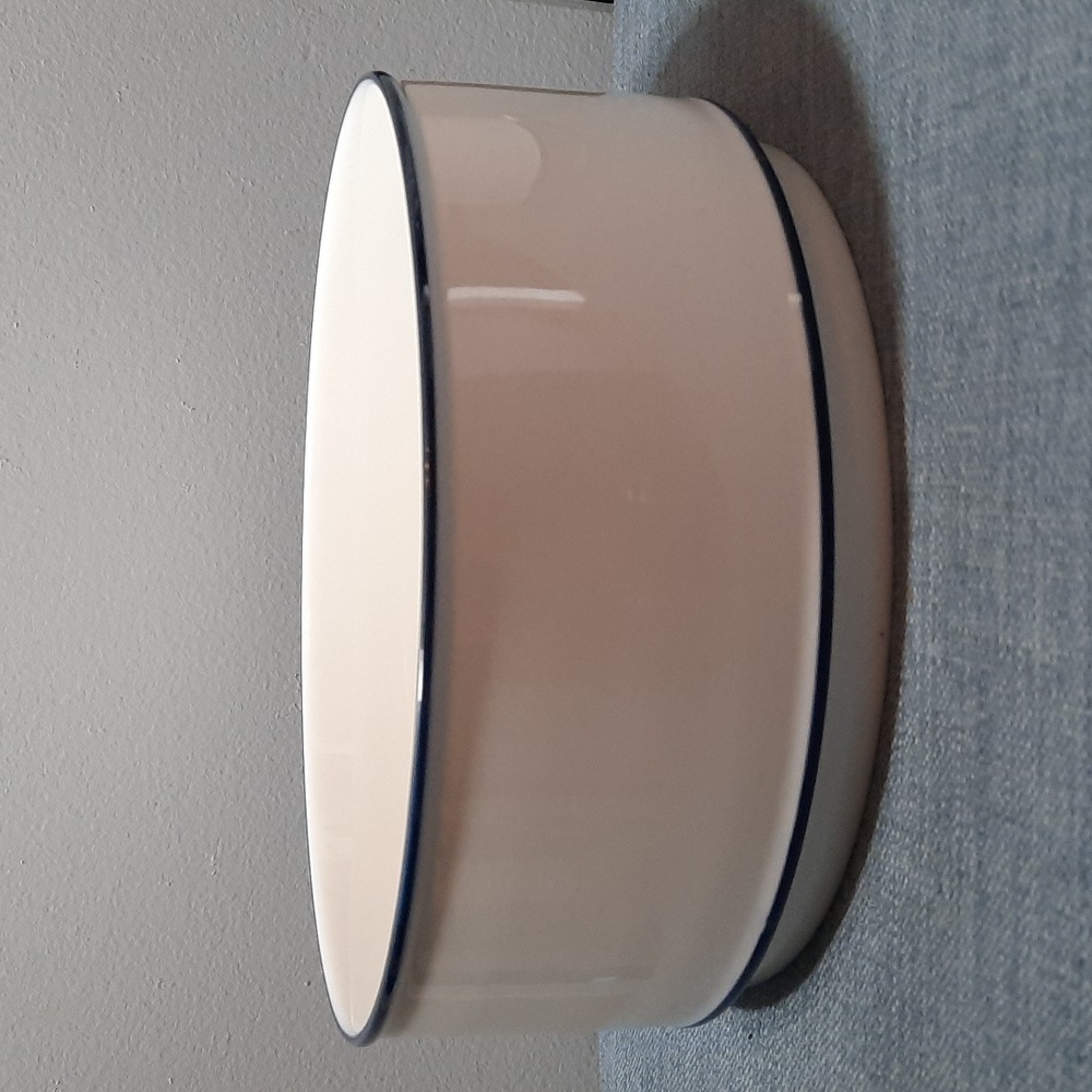 Serving Bowl White Porcelain Blue Edge Nicola Spring Retired Design Farmhouse
